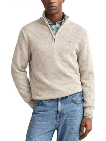 gant πλεκτο casual cotton half zip μπεζ