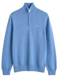 gant πλεκτο casual cotton half zip ανοιχτο μπλε