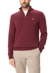 gant πλεκτο casual cotton half zip μπορντω