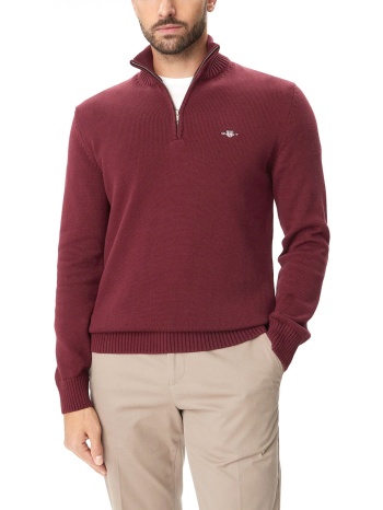 gant πλεκτο casual cotton half zip μπορντω