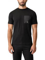 karl lagerfeld t-shirt crewneck pocket metallic logo μαυρο