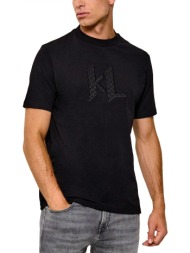 karl lagerfeld t-shirt crew neck logo μαυρο