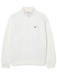 lacoste φουτερ halfzip logo λευκο