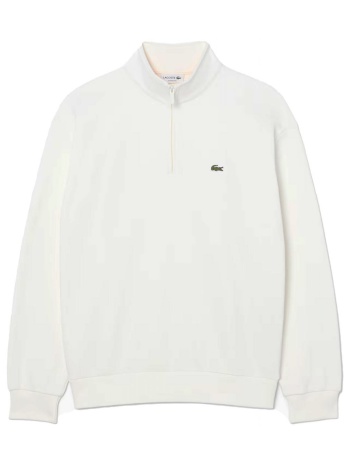 lacoste φουτερ halfzip logo λευκο