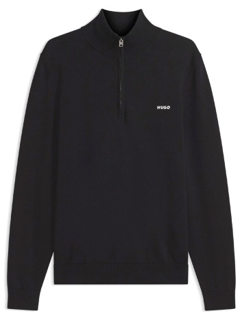 hugo πλεκτο halfzip san quintus-c2 logo μαυρο