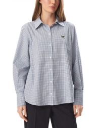 karl lagerfeld πουκαμισο ikon check regular fit καρω logo μπλε-λευκο