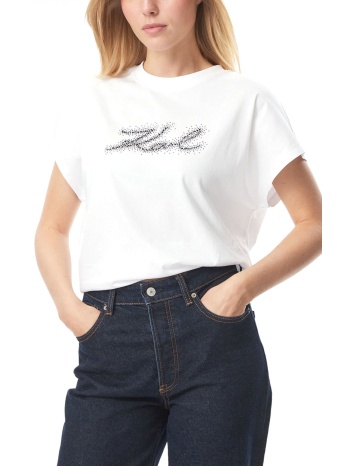 karl lagerfeld t-shirt rhinestone relaxed fit logo στρας