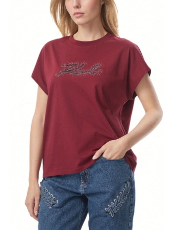 karl lagerfeld t-shirt rhinestone relaxed fit logo στρας