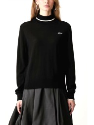 karl lagerfeld πλεκτο ζιβαγκο essential merino wool turtleck logo μαυρο