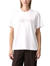 karl lagerfeld t-shirt ikon rhinestone relaxed fit logo λευκο
