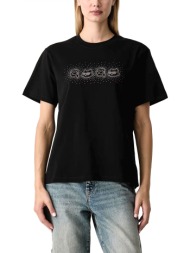 karl lagerfeld t-shirt ikon rhinestone relaxed fit logo μαυρο