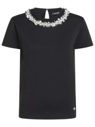 karl lagerfeld t-shirt embellished detail regular fit παγιετα μαυρο