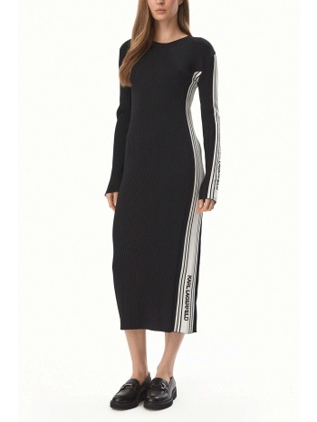 karl lagerfeld φορεμα πλεκτο midi ribbed logo knit slim fit