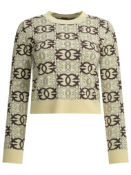 pinko πλεκτο gypsies sweater logo κρεμ