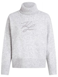 karl lagerfeld πλεκτο ζιβαγκο soutache turtleneck relaxed fit logo γκρι