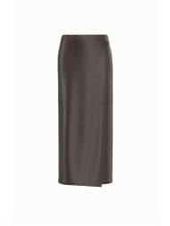 marella emme φουστα emmutile midi faux leather σκουρο καφε