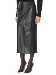 marella emme φουστα emmutile midi faux leather μαυρο