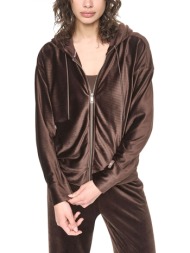 dkny φουτερ ziphood logo σκουρο καφε