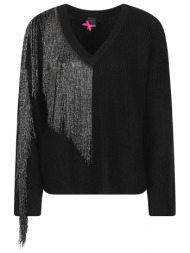 pinko πουλοβερ captiva sweater μαυρο ασημι κροσια