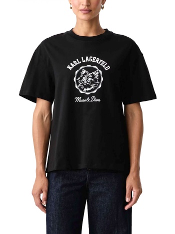 karl lagerfeld t-shirt ikon c muse oversized fit logo μαυρο