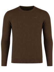 gant πουλοβερ herringbone textured c-neck καφε