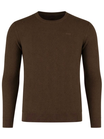 gant πουλοβερ herringbone textured c-neck καφε