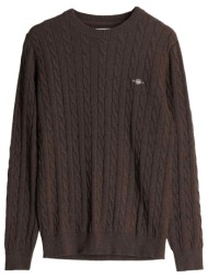 gant πλεκτο cotton cable c-neck καφε