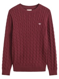 gant πλεκτο cotton cable c-neck μπορντω