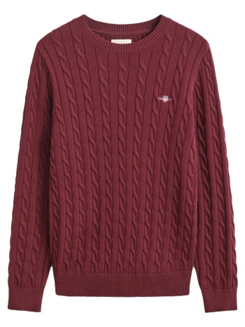 gant πλεκτο cotton cable c-neck μπορντω