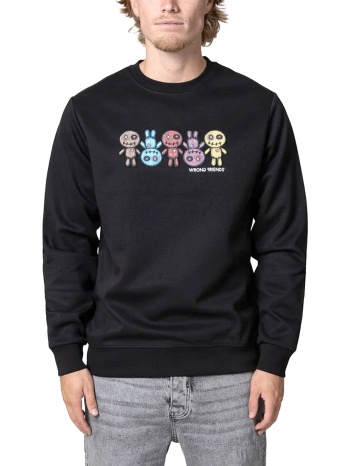 wrong friends φουτερ crewneck franklin logo μαυρο