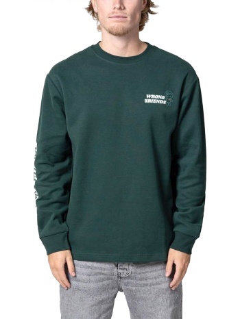 wrong friends φουτερ bellingham crewneck logo σκουρο πρασινο