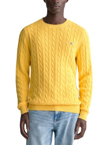 gant πλεκτο cotton cable c-neck κιτρινο