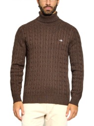 gant πλεκτο cotton cable turtle neck καφε