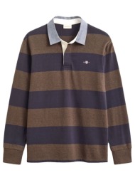 gant polo regular chambray stripe heavy ριγε σκουρο καφε-μπλε