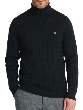 gant πλεκτο cotton cable turtle neck μαυρο