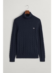 gant πλεκτο turtleneck cotton cable σκοyρο μπλε