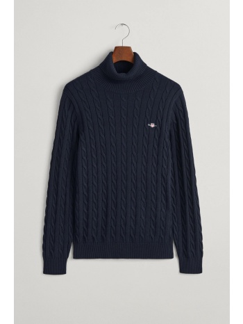 gant πλεκτο turtleneck cotton cable σκοyρο μπλε