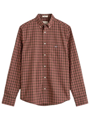 gant πουκαμισο regular poplin check shirt καρο καφε 