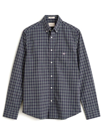 gant πουκαμισο regular poplin check shirt καρο μπλε 