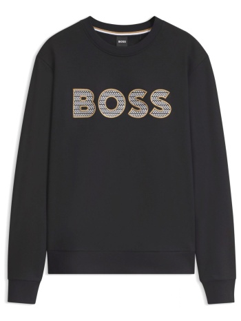 boss φουτερ crewneck jersey c-soleri 85 μαυρο