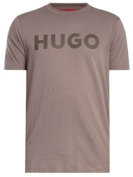 hugo t-shirt dulivio logo καφε-γκρι