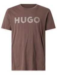 hugo t-shirt dulivio logo σκουρο καφε