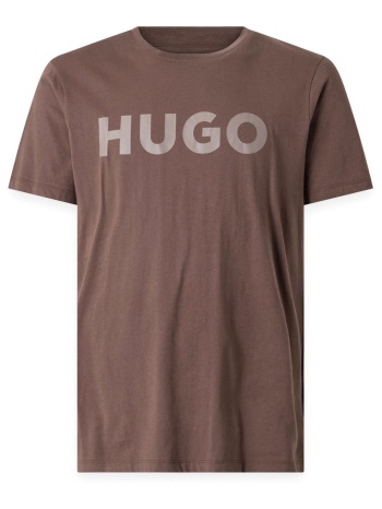 hugo t-shirt dulivio logo σκουρο καφε