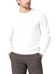 hugo πλεκτο crew neck simond logo εκρου