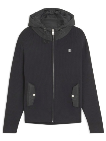 hugo ζακετα ziphood syloron relaxed fit logo μεταλλικο μαυρο