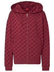 hugo φουτερ ziphood flokky_jacket all over logo μπορντω