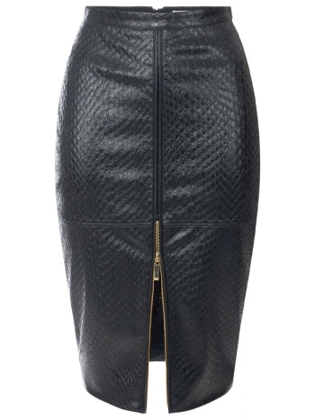 elisabetta franchi φουστα midi faux leather μαυρο
