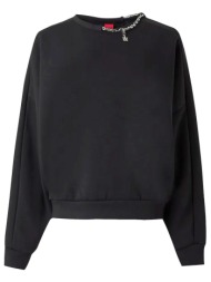 hugo φουτερ crew neck denrietta αλυσιδα logo μαυρο