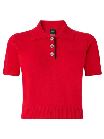 pinko πλεκτο gorgona polo shirt κοκκινο