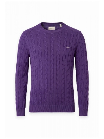 gant πλεκτο cotton cable c-neck μωβ
